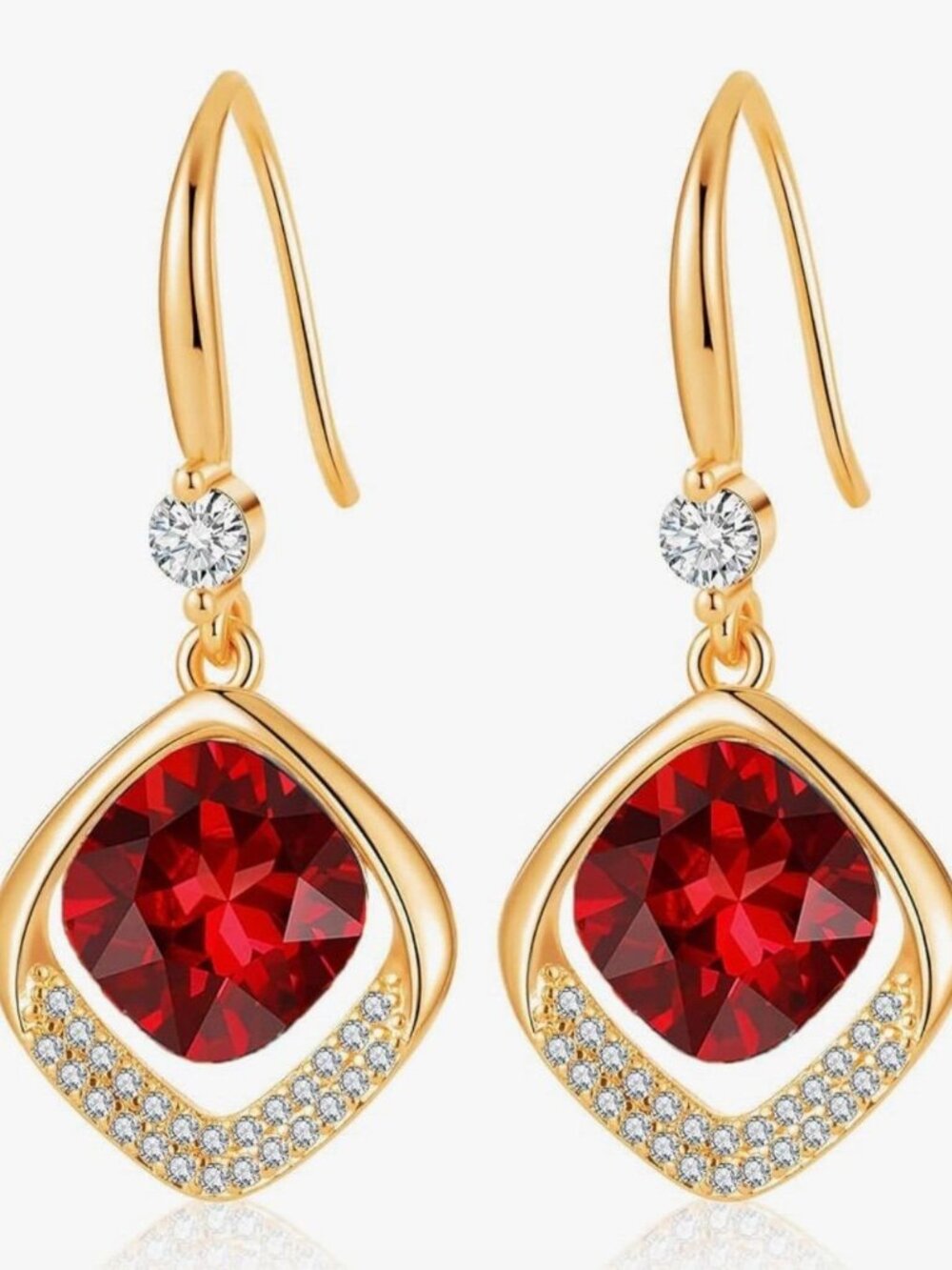 NEW Austrian Crystal Halo Cushion Cut Square Drop Dangle Earrings